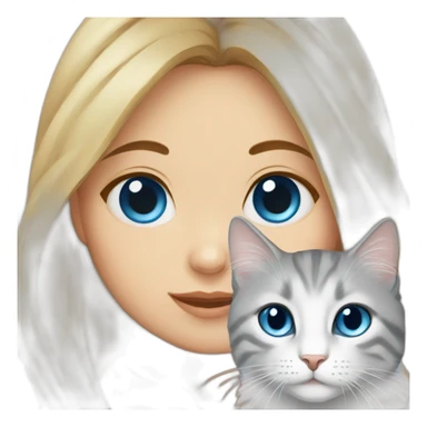 Girl with blue eyes and Siberian cat sticker