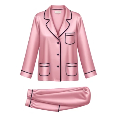 Soft pink silk pajamas folded neatly, minimal and elegant sticker
