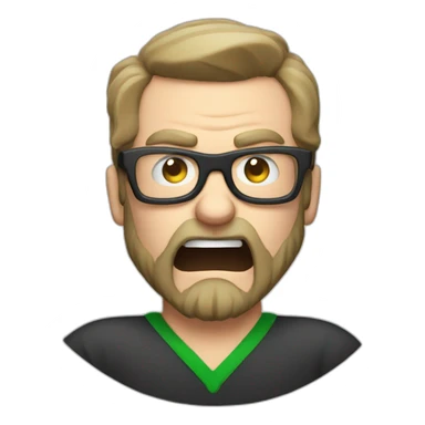 angry bearded irish man with glasses punching a TV sticker