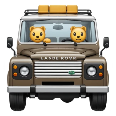 Grey-brown Land Rover D.
Apple emoji style sticker