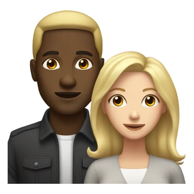 black man with goat white woman blonde shoulder length hair with brown eyes sticker