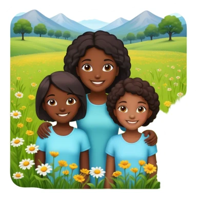 Beautiful meadow with some young black girls sticker