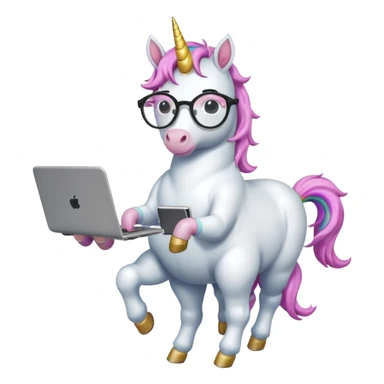 Unicorns holding laptop book
A full body of scholar unicorn wearing round glasses, holding a laptop. sticker