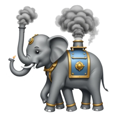 Steam Elephant full body  were a smoke is coming out of it  sticker