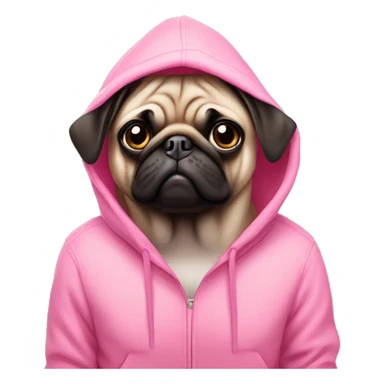pug wearing pink hoodie  sticker