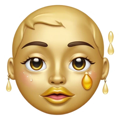 crying gold face winking doing a duck face holding a peace sign sticker