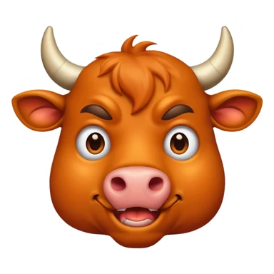 create me a color deep orange bull face that is happy, shock, celebrate, sad, mad, victory, chill sticker