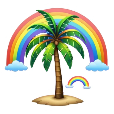 Palmera de negro con un arcoiris de fondo en la noche sticker