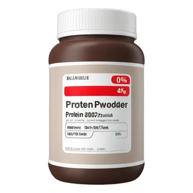 Protein powder dark bottle red label sticker