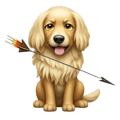Long hair blonde dog shooting an arrow sticker