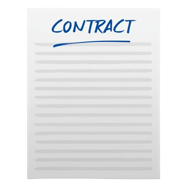contract document white paper with contract written in blue at the top. sticker