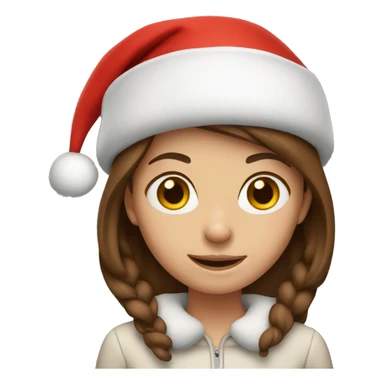 Girl with brown hair in Santa hat sticker