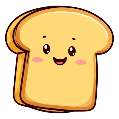 cute cartoon style white bread with smiling face sticker