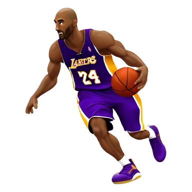 kobe bryant shooting the basket ball in a purple lakers jersey with the number 8 on it sticker