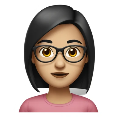 Girl with black straight hair, white skin, roundish glasses, brown eyes  sticker
