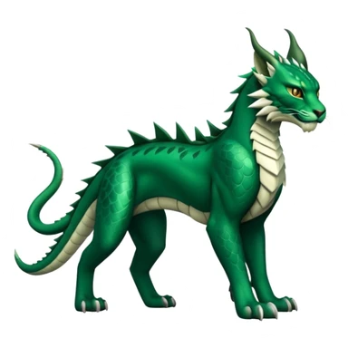 Dark-Green Dragon-type Fakémon-Lynx full body sticker