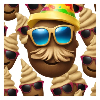 Poop with sunglasses and party hat sticker