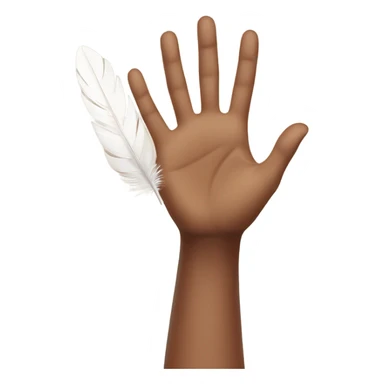 flying feather above brown female hand  sticker