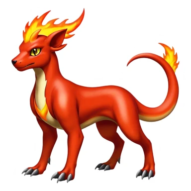 Badass cool shiny Houndoom-Charmeleon-Fakémon-hybrid-creature (full body)  sticker