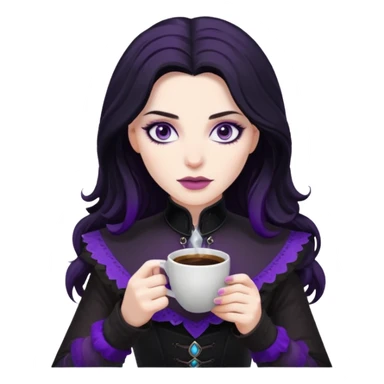 yennefer with purple eyes drinking coffee  sticker
