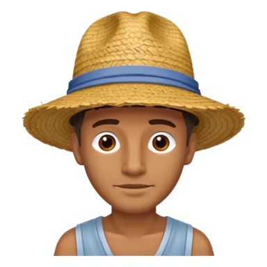 Visage. Homme Créole réunionnais ti jean chapeau paille savate  au pieds  sticker