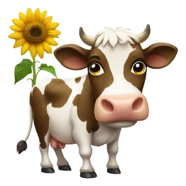 Cow holding a sunflower  sticker