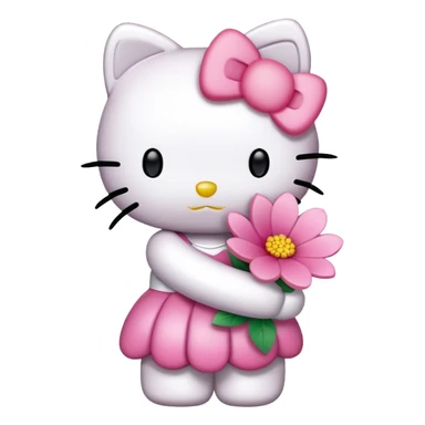 HelloKitty hug flower sticker