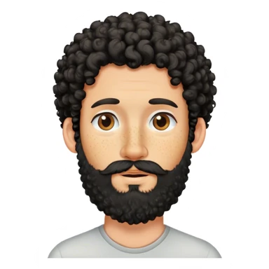 White man with freckles, black and curly hair, beard and earring on his nose sticker
