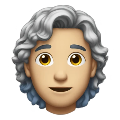 a young man with big blue lockes and he has stars sticker