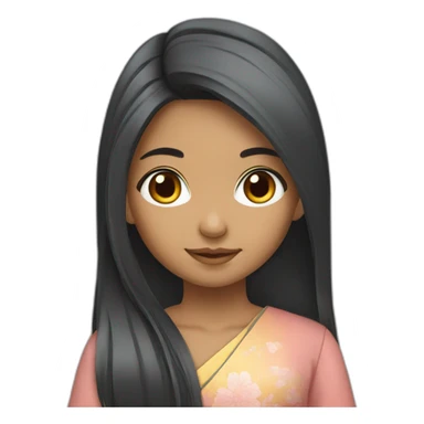 Japanese indian girl long hair sticker