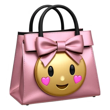 Genera un emoji de bolsa de tienda de ropa de color dorado con un 🎀 de color negro o rosado, dame varias opciones  sticker