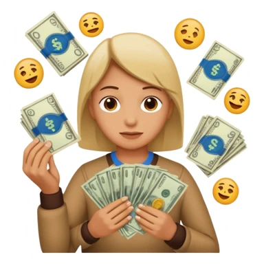 A caring parent counting money with family icons emoji sticker