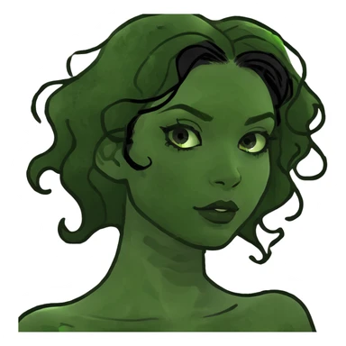 A girl with wavy black hair and makeup  sticker