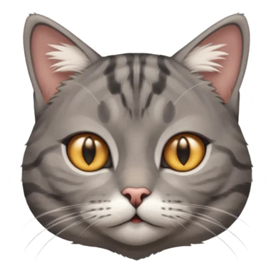 A high-resolution photo-realistic digital illustration of a solid grey tabby cat, chest upward sticker