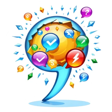 Speech bubble physically exploding into symbols sticker