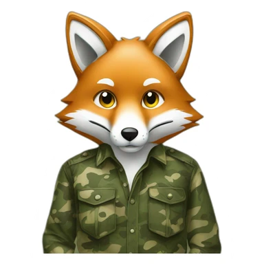 Fox wearing camo shirt sticker