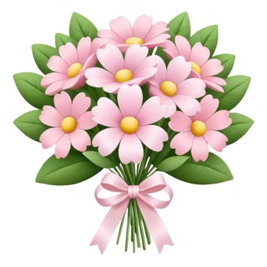 pastel pink flower bouquet tied with a ribbon sticker