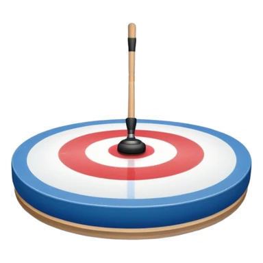 please, An icon featuring the curling rink, with its distinctive circles and a vibrant crowd in the stands. Snowflakes fall outside the arena, and bright lights illuminate the ice. a close-up curling stone sliding across the ice, with a broom nearby. Transparent background. sticker