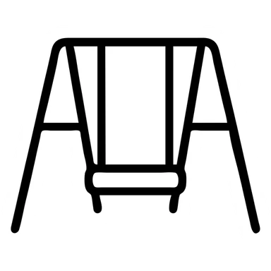 cartoon playground swing-set with green frame and one yellow seat, outlined style sticker