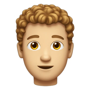 white man with short brown curly hair wearing dorky tshirt sticker
