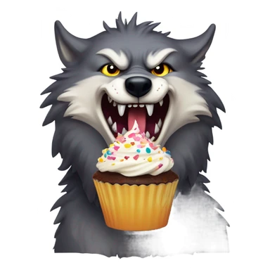 Big bad wolf eating cupcake sticker