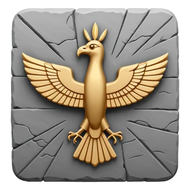 Minimal Faravahar-inspired ancient glyph,
Unicode-like pictogram similar to 𓄂𓆃,
abstract, single-symbol design,
monochrome, flat,
ancient carved sign,
no background, no text sticker