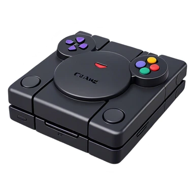 Clash of Clans aesthetic: Cinematic Playful PlayStation 1 Console Portrait Emoji, rendered in a 3D vector-style similar to standard emojis with minimal shading and bold, simplified shapes. A compact, distinct form with signature details, softly glowing with a cutting-edge console technology charm. Simplified yet unmistakably iconic, highly detailed and consistent, glowing with a soft radiance and high shine. Stylized with a touch of technological advancement and a soft glowing outline, capturing the essence of a beloved gaming relic with a friendly, playful manner! sticker