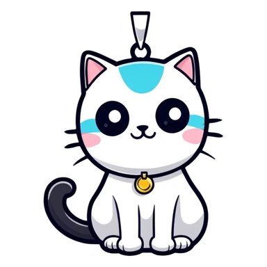 cat with a shiny pendant, cartoon sticker style sticker