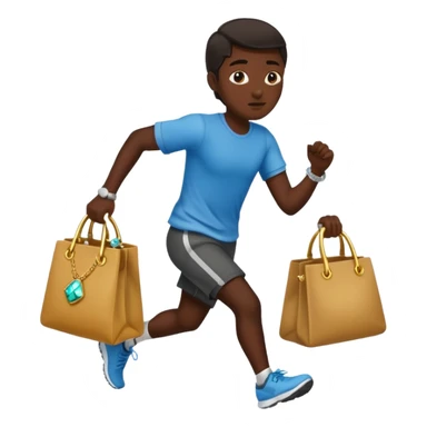 Thief running with stolen jewelry bag sticker
