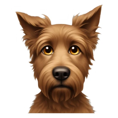 Scruffy brown medium sized dog with look into your soul human eyes sticker