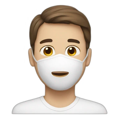 Man with a soft brown hair He wears a white dove mask sticker