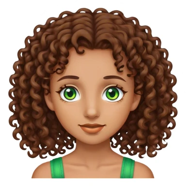 girl with green eye and brown hair short curly and braces  sticker