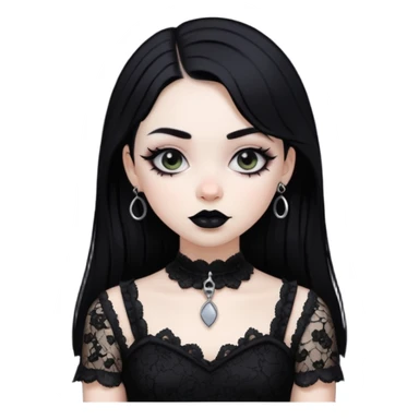 Emoji menina gótica branca sticker