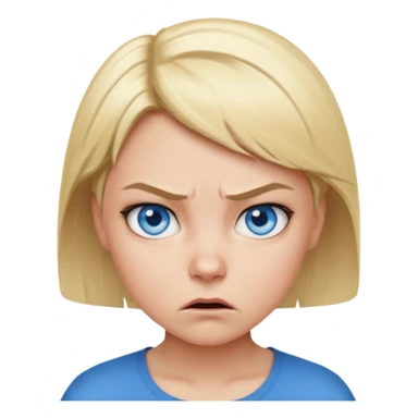 a girl blue eyes short blonde hair looking angry sticker